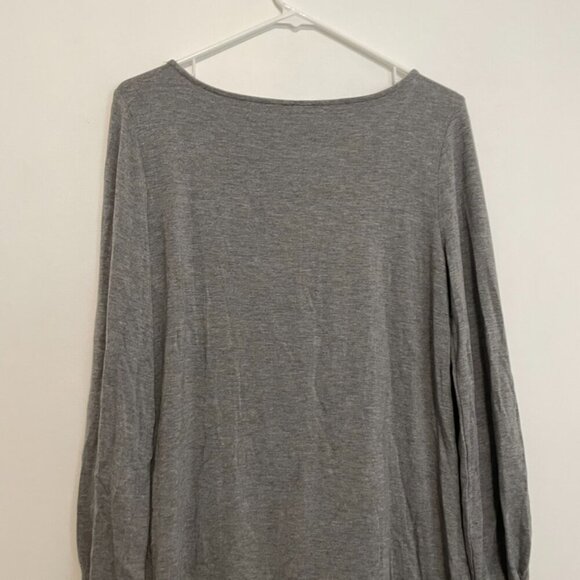 ANN TAYLOR Factory Heather Gray 3/4 Sleeve Puff Sleeve Balloon Sleeve Blouse Top - Picture 10 of 11